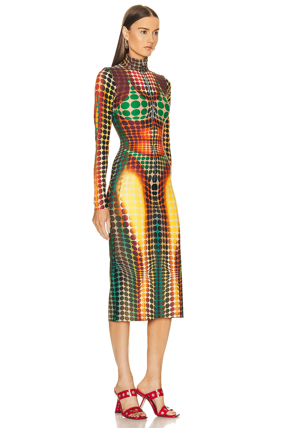 Center Front Zip Long Sleeve Dress