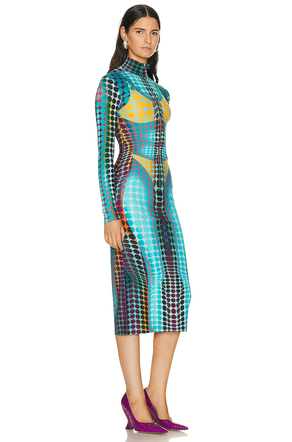 Center Front Zip Long Sleeve Dress