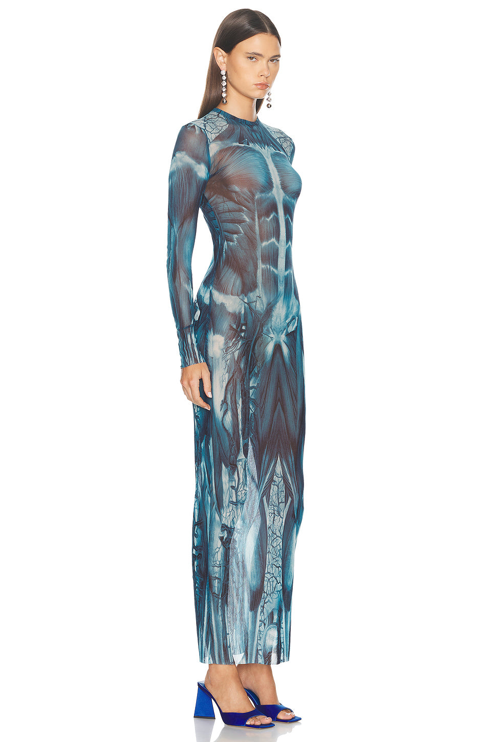 Ecorche Mesh Long Printed Dress