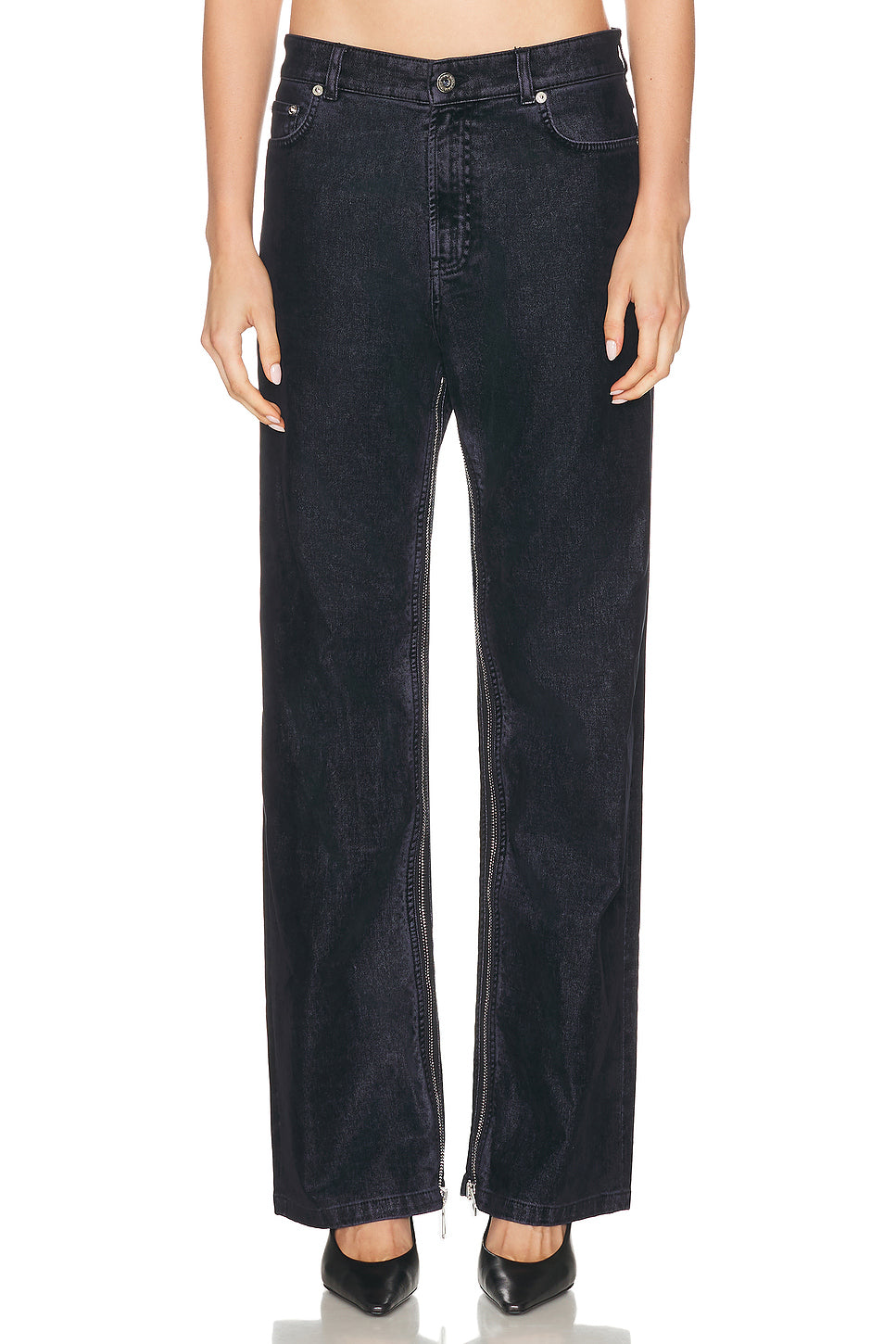Inseam Zip Detail Flock Pant