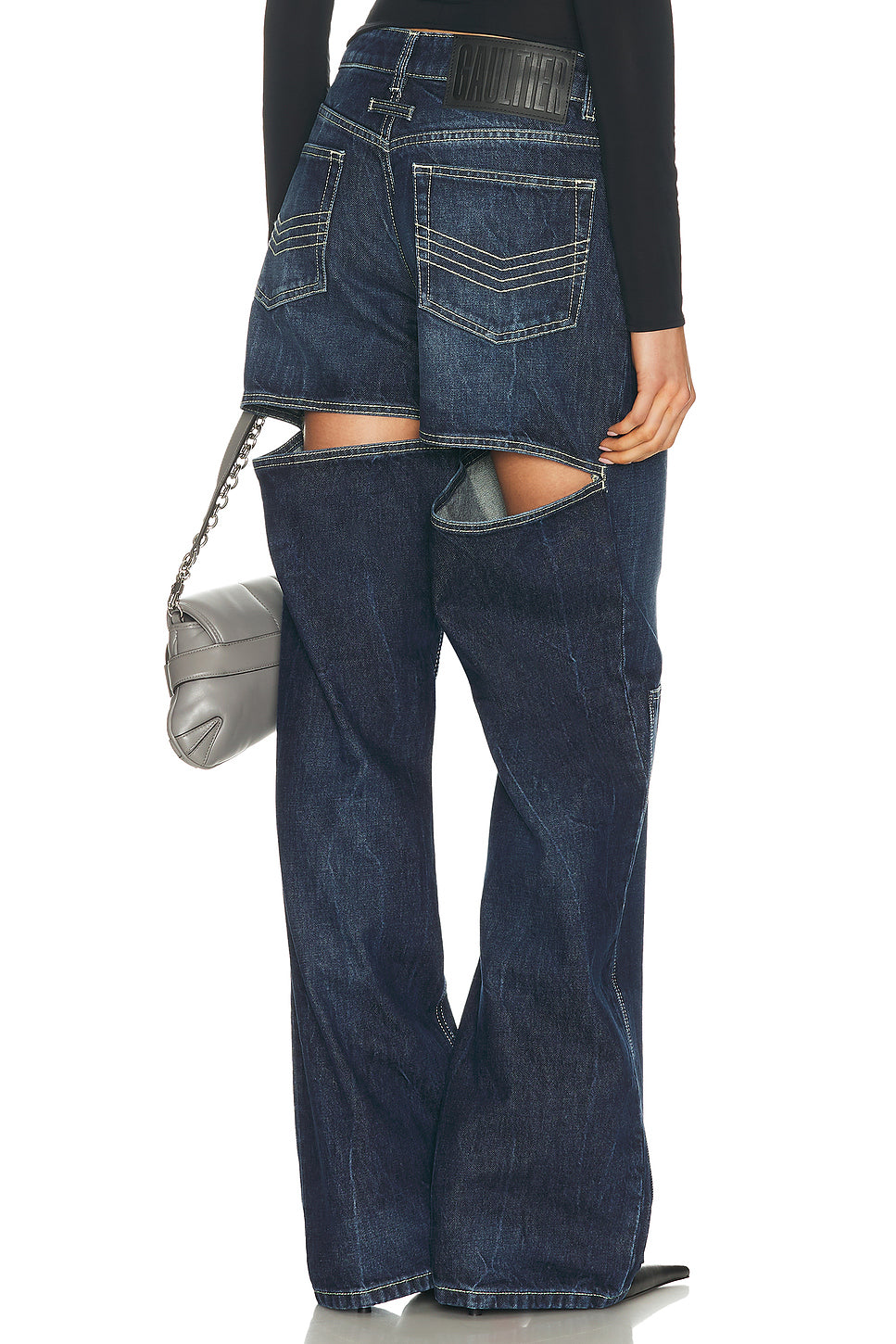 Workwear Detail Back Cutout Denim Trouser