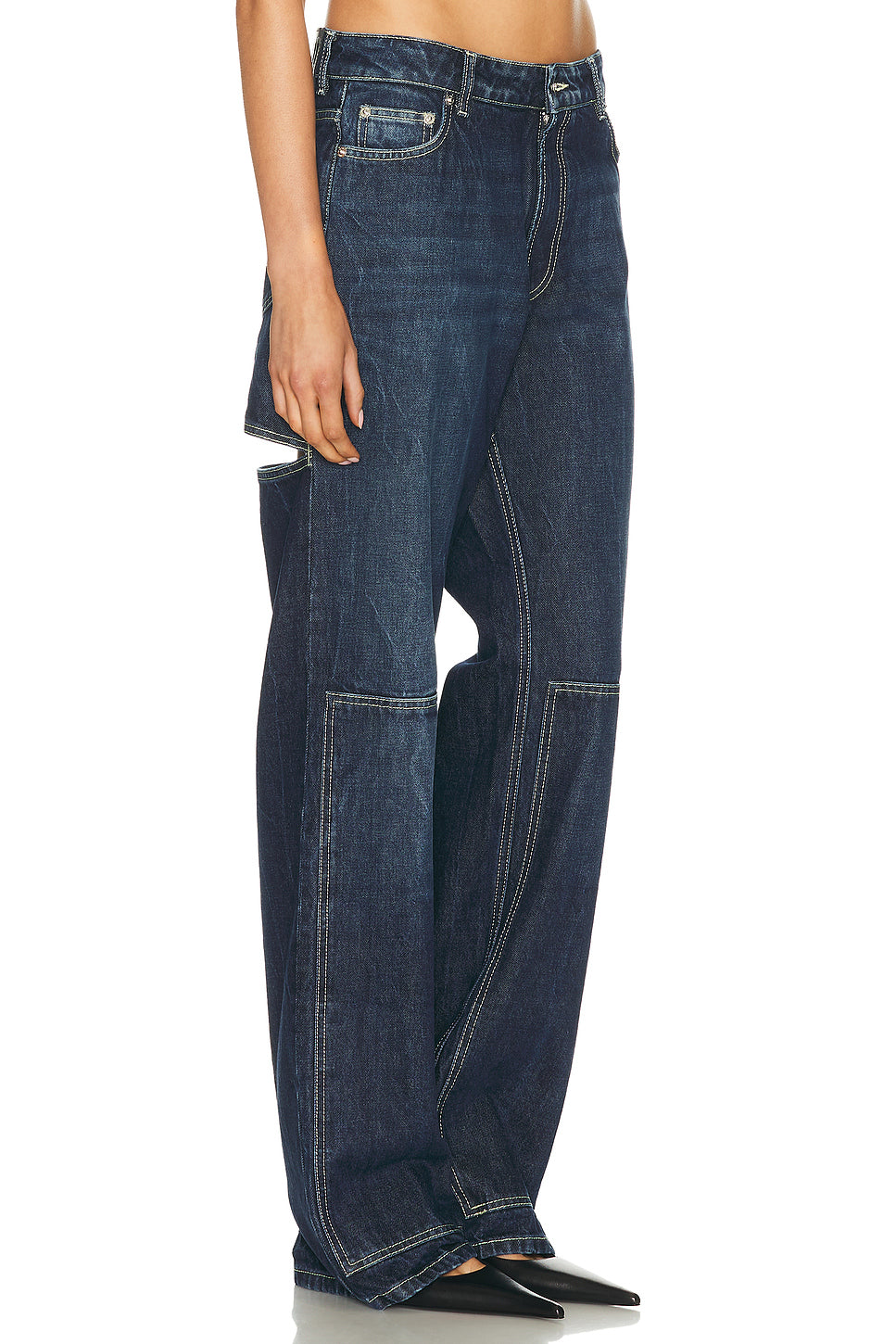 Workwear Detail Back Cutout Denim Trouser