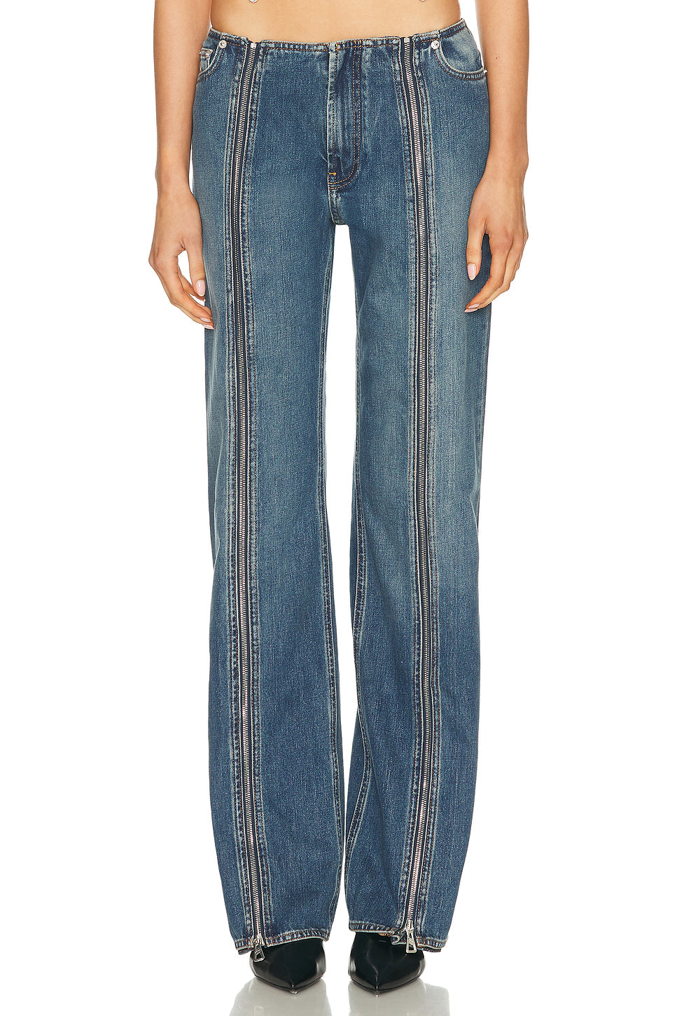 Front Zipped Denim Trouser
