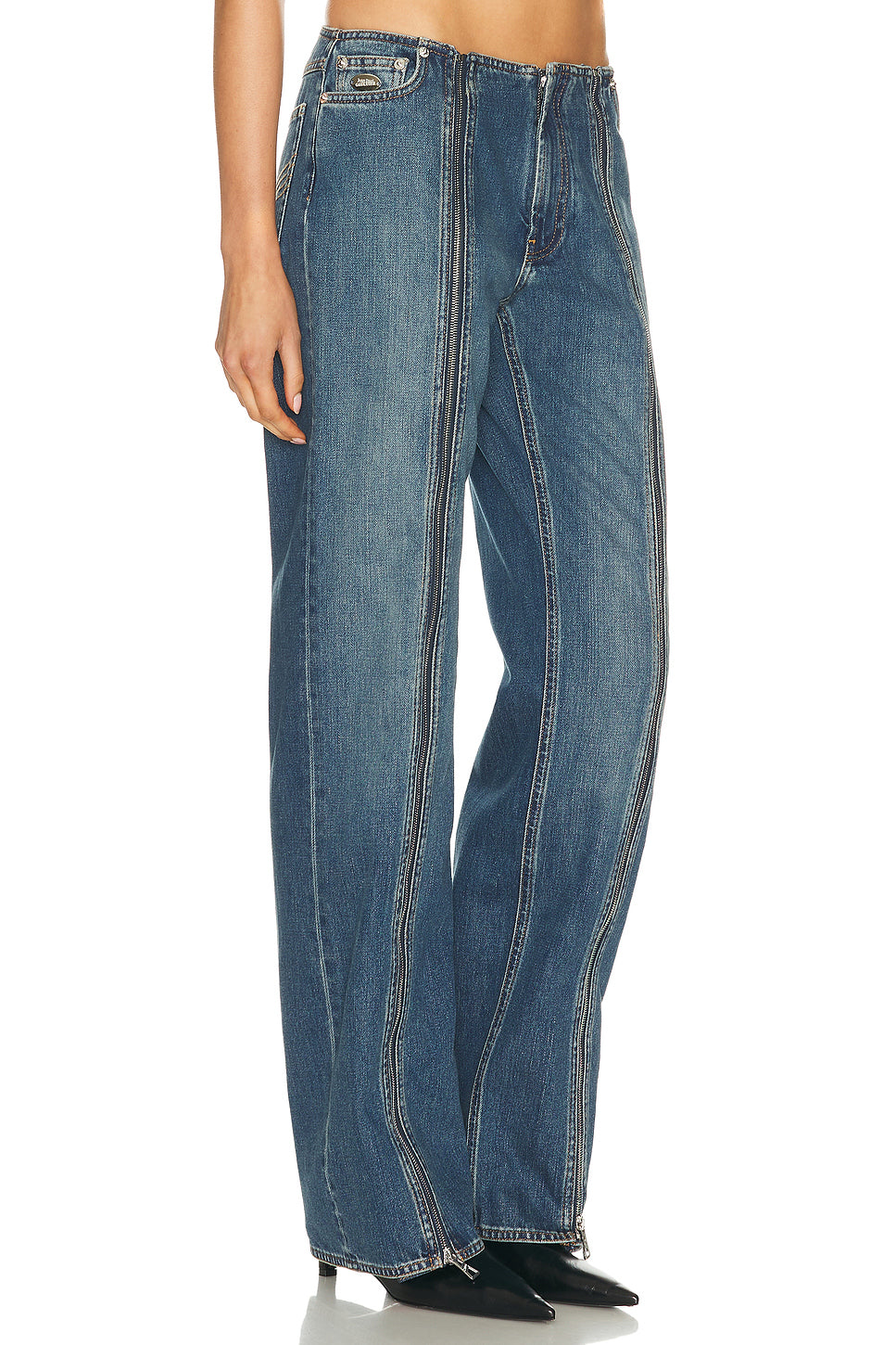 Front Zipped Denim Trouser