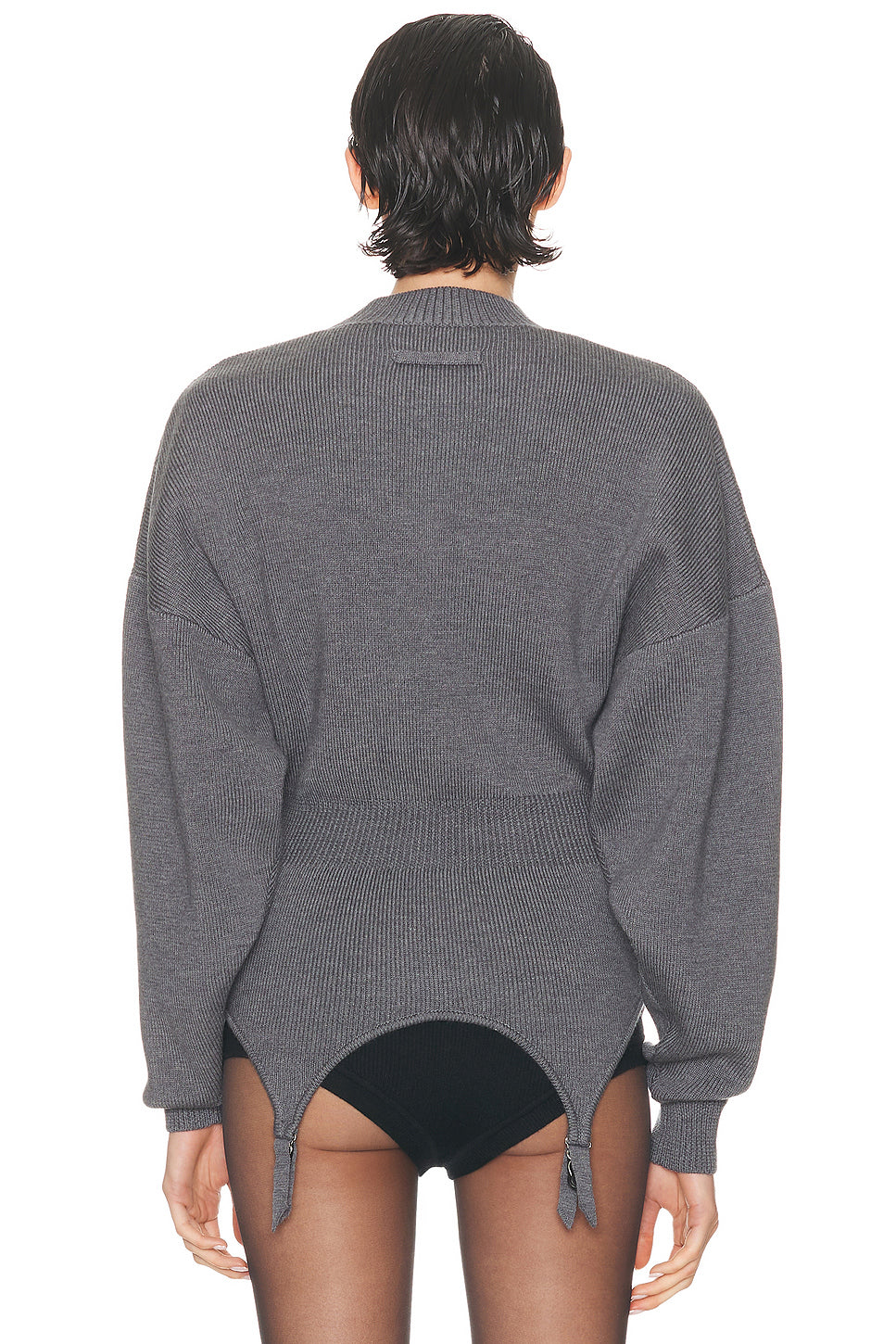 High Neck Bat Sleeves Lingerie Garter Pullover Sweater