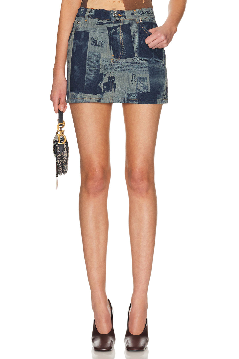 Newspaper Print Mini Skirt