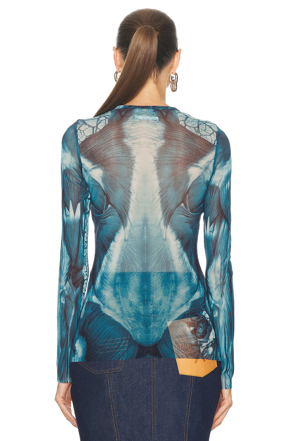 Ecorche Mesh Printed Long Sleeve Top