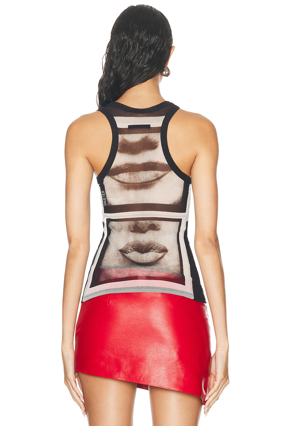 Eyes And Lips Mesh Printed Tank Top