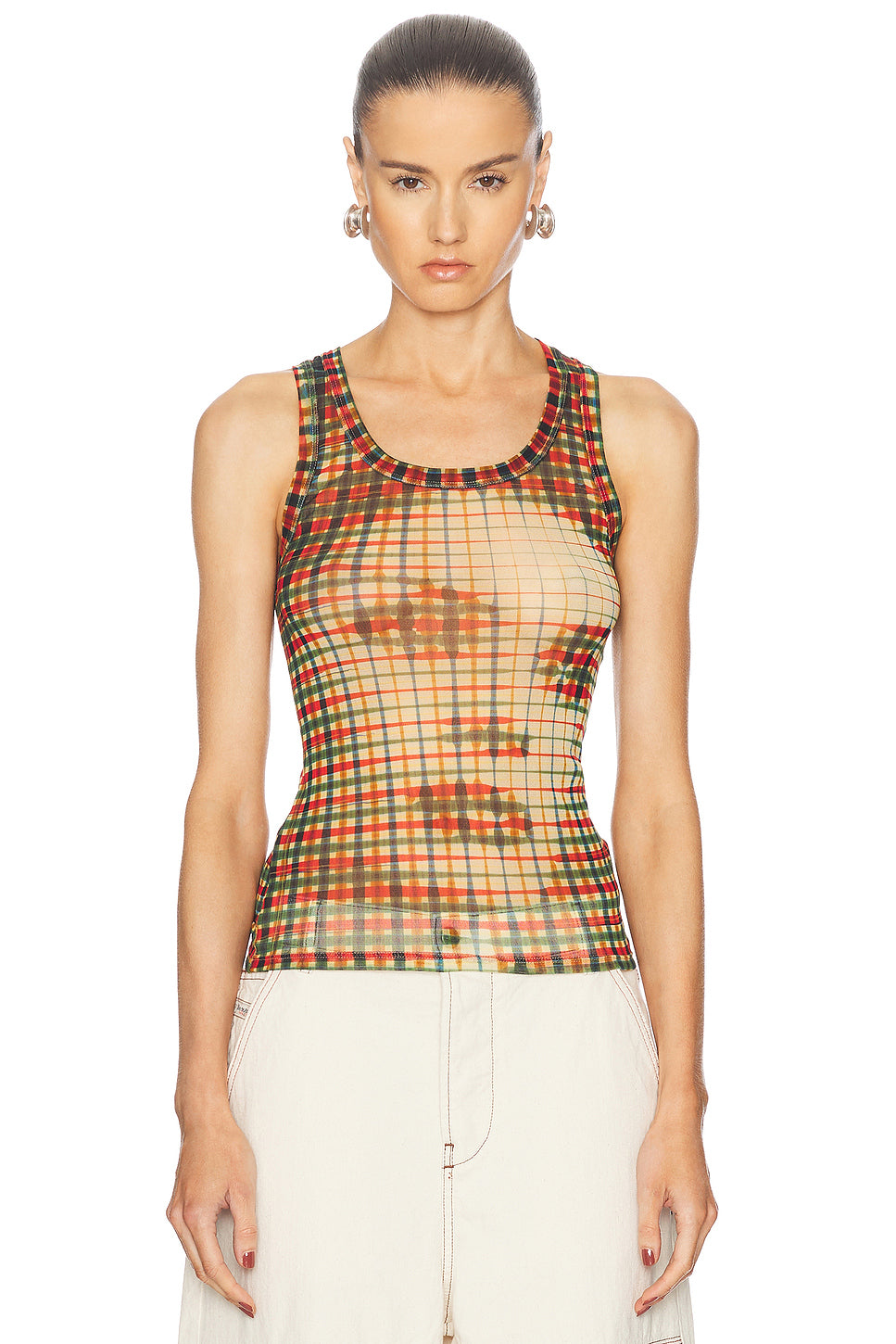 Tartan Face Mesh Tank