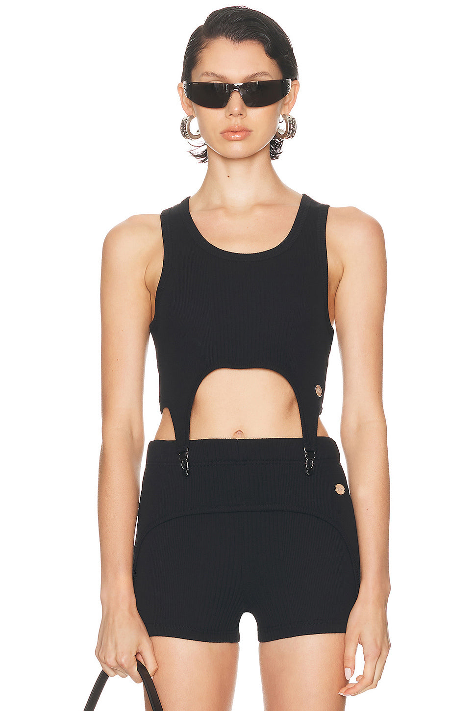 Lingerie Garter Ribbed Bra Top