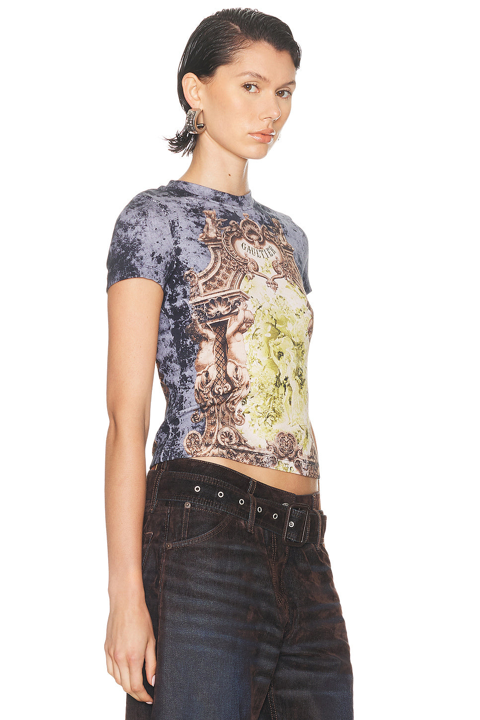 Ribbed Medaillon Printed Tee