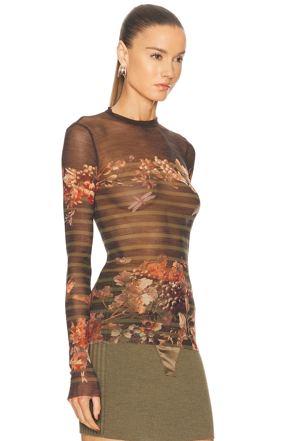 Mesh Printed Marini&eacute;re Grape Long Sleeve Tee