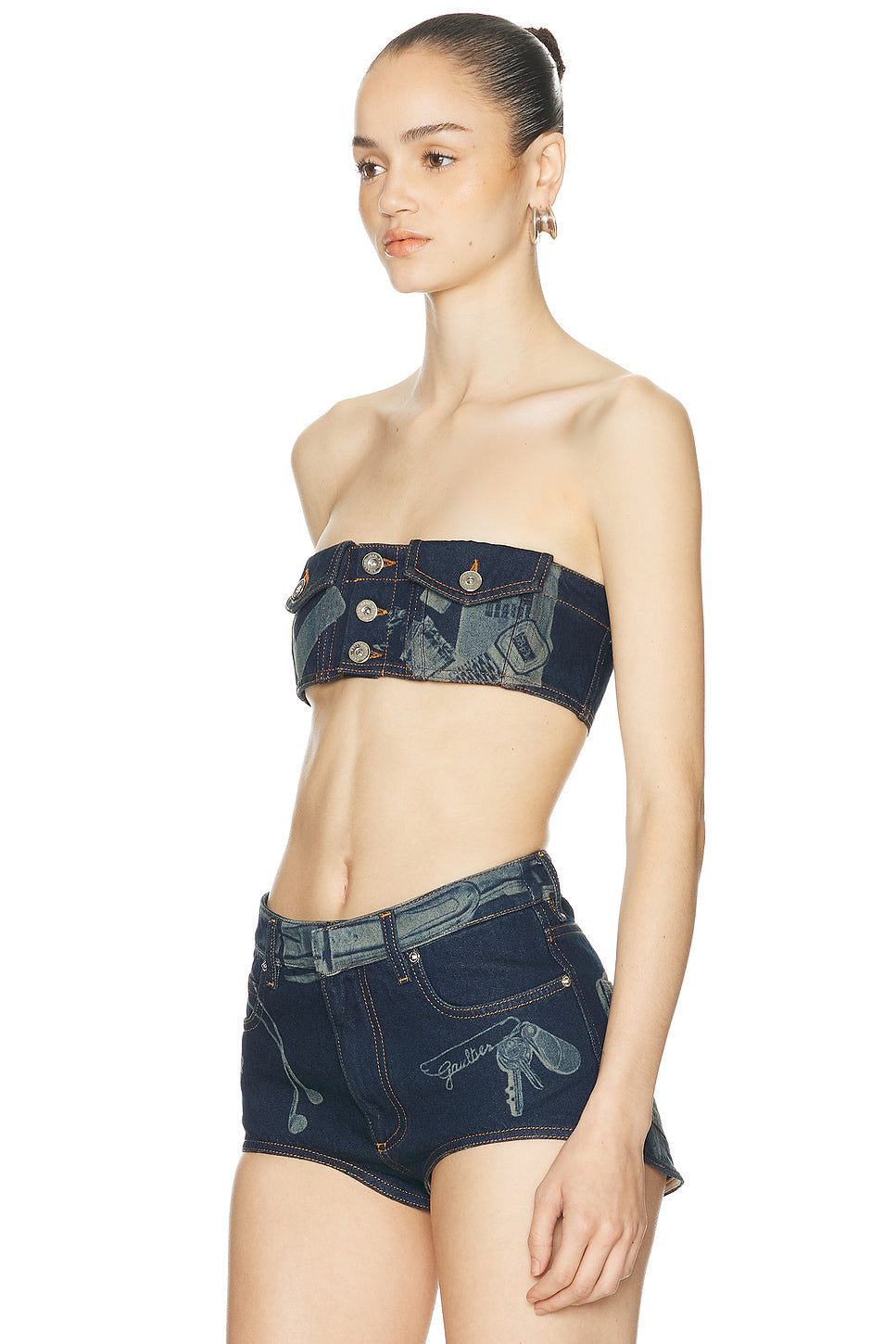 Trompe L'Oeil Print Denim Bra Top