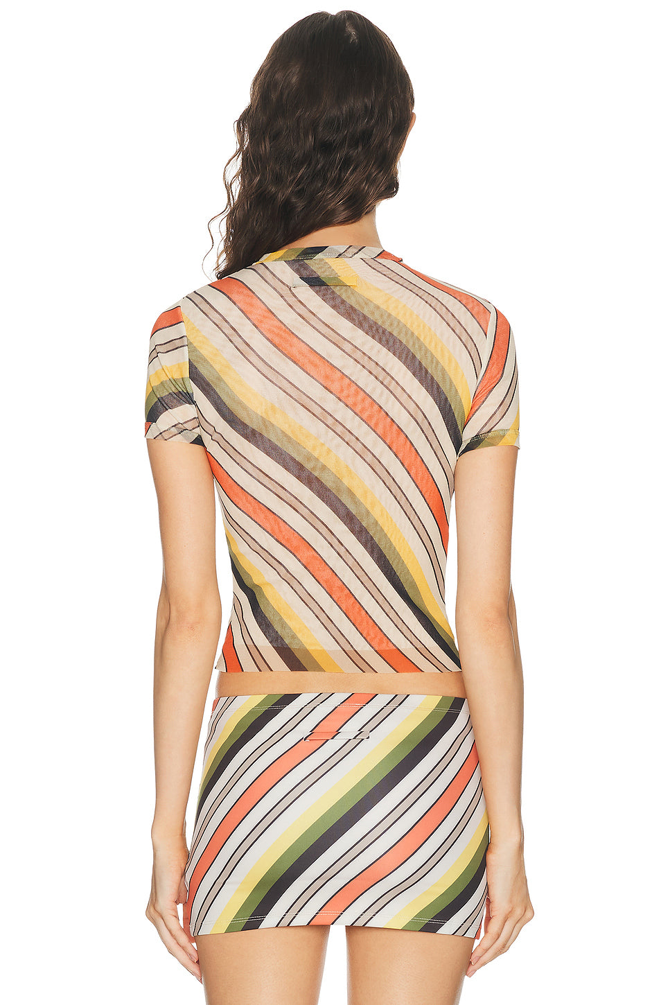 Mesh Printed Retro Stripe Baby Tee
