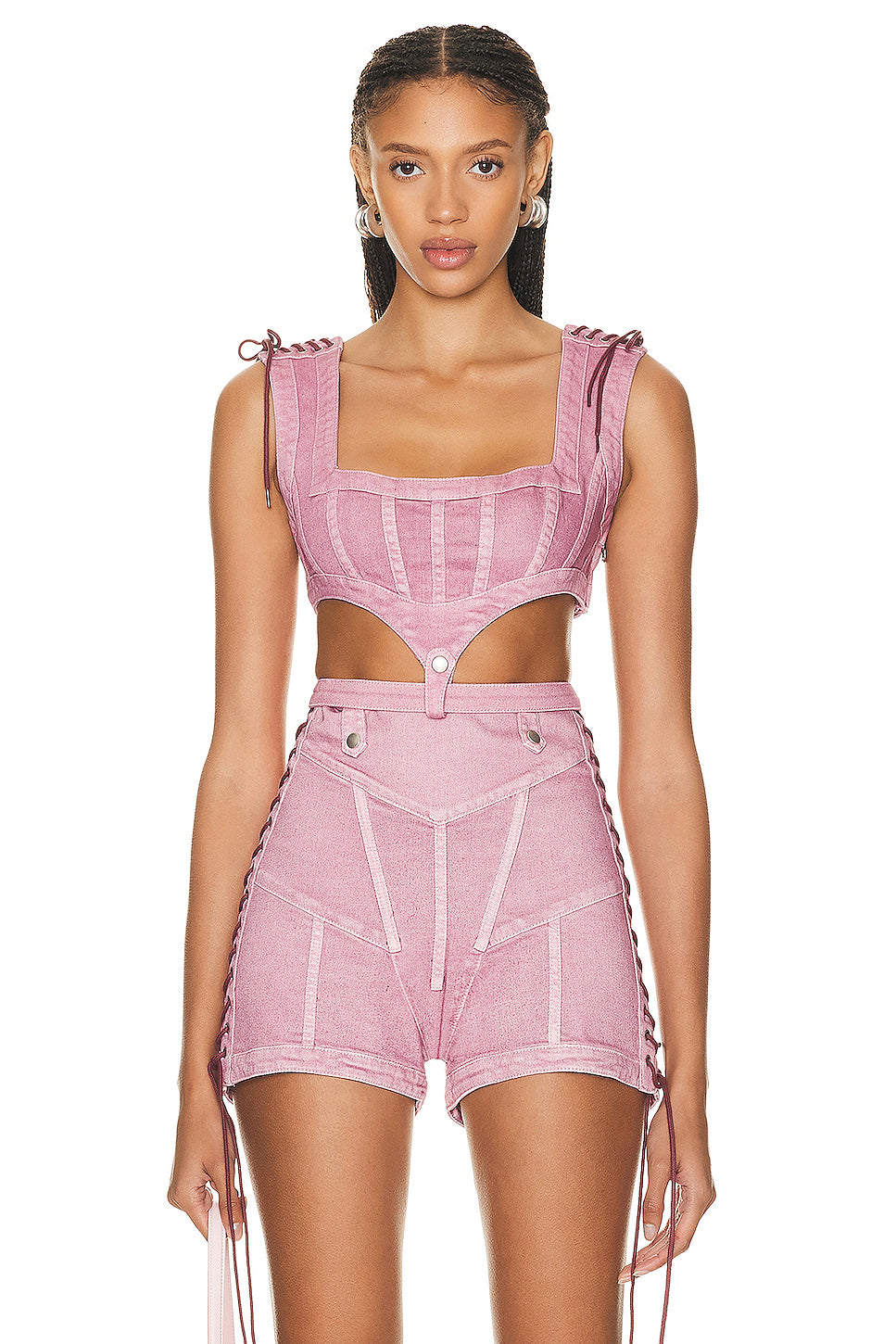 X KNWLS Washed Laced Sleeveless Crop Top