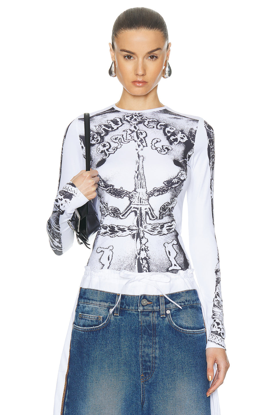 Dentelle Trompe L'oeil Long Sleeve Top