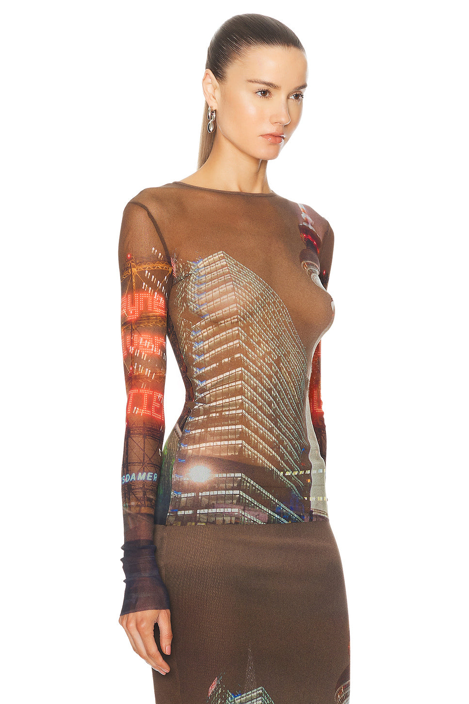 X Shayne Oliver Mesh City Long Sleeve Top