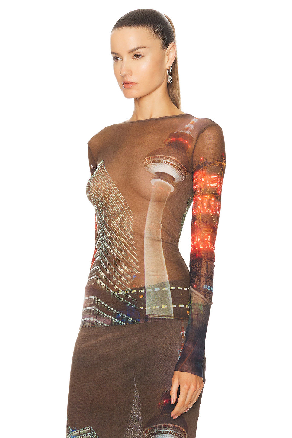 X Shayne Oliver Mesh City Long Sleeve Top