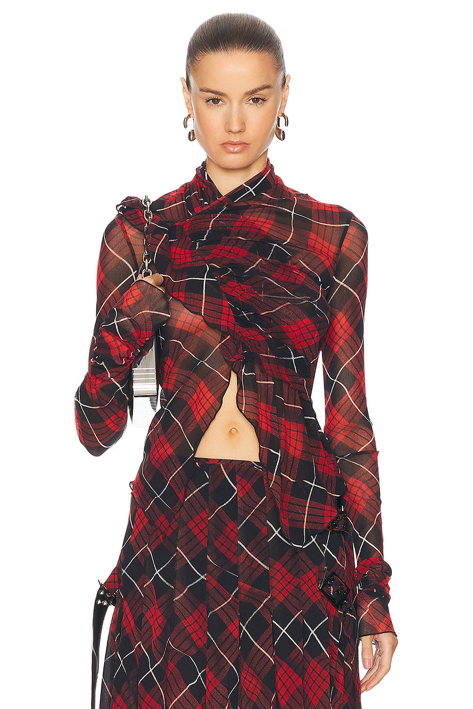 Distorted Tartan Long Sleeve Top