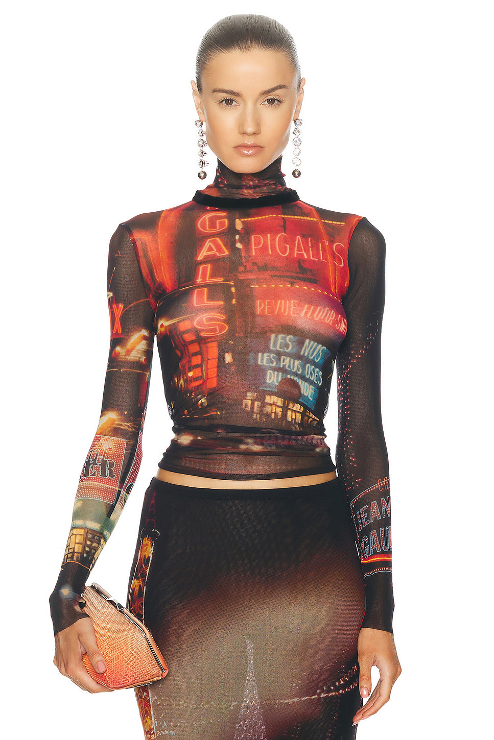 Pigalle Mesh Long sleeve Printed Top