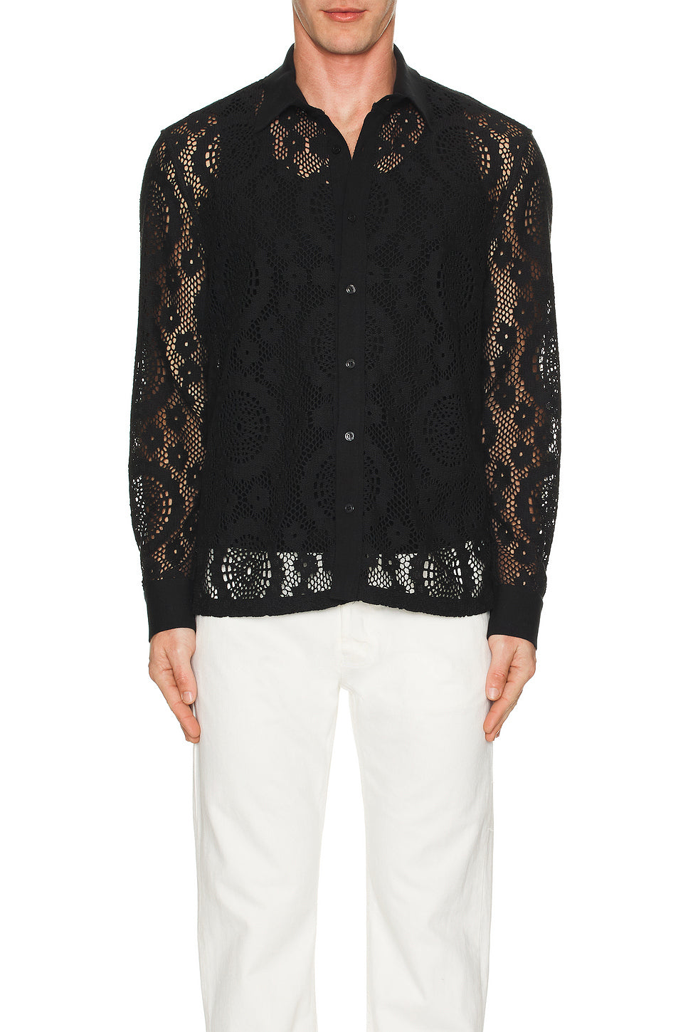 Lace Button Down Shirt