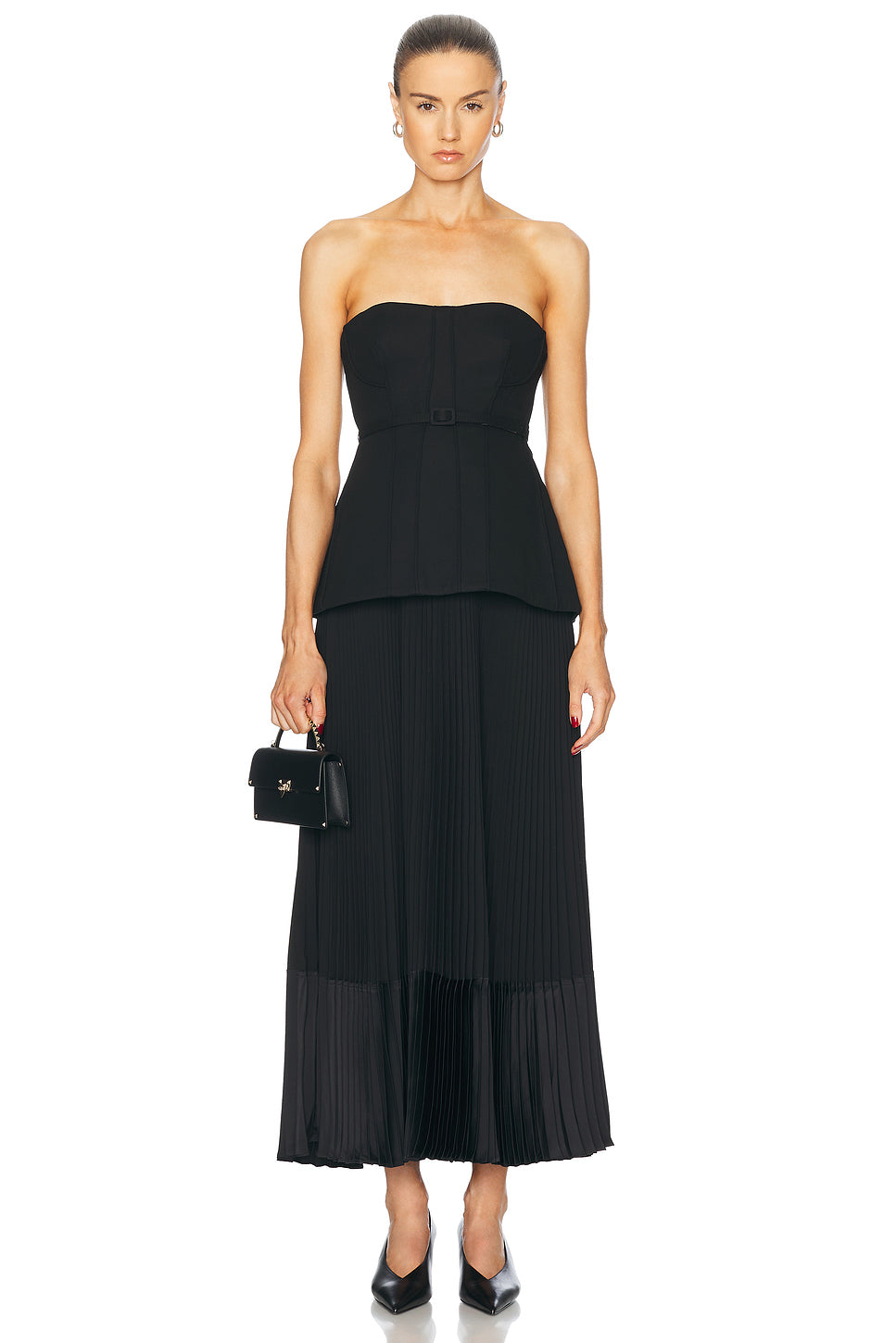 Prisca Belted Bustier Tea Length Dress