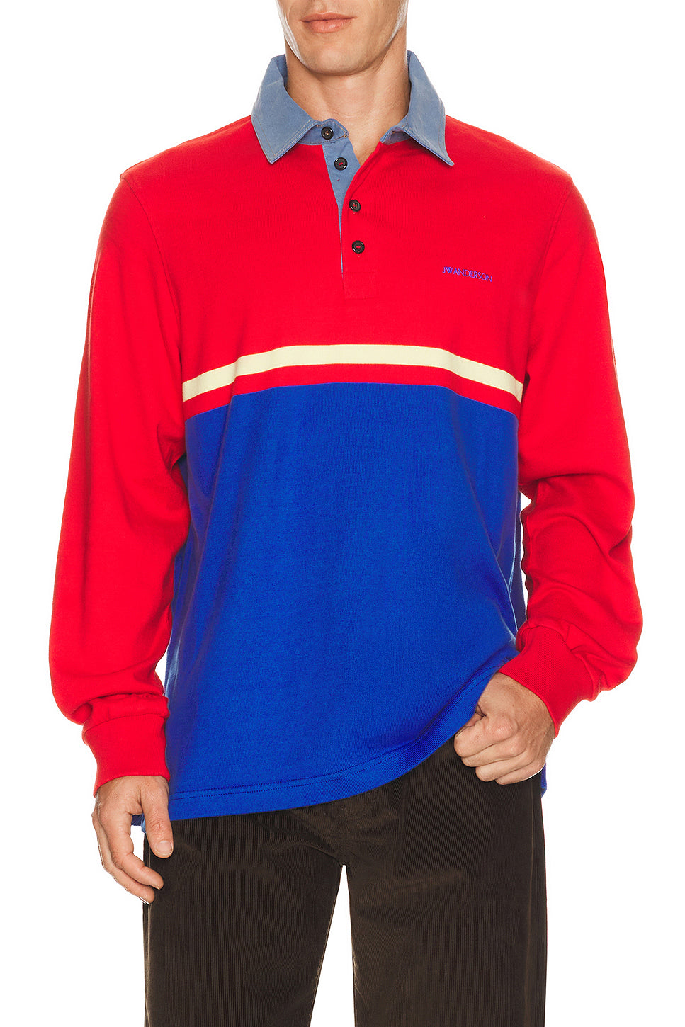 Contrast Collar Long Sleeve Polo