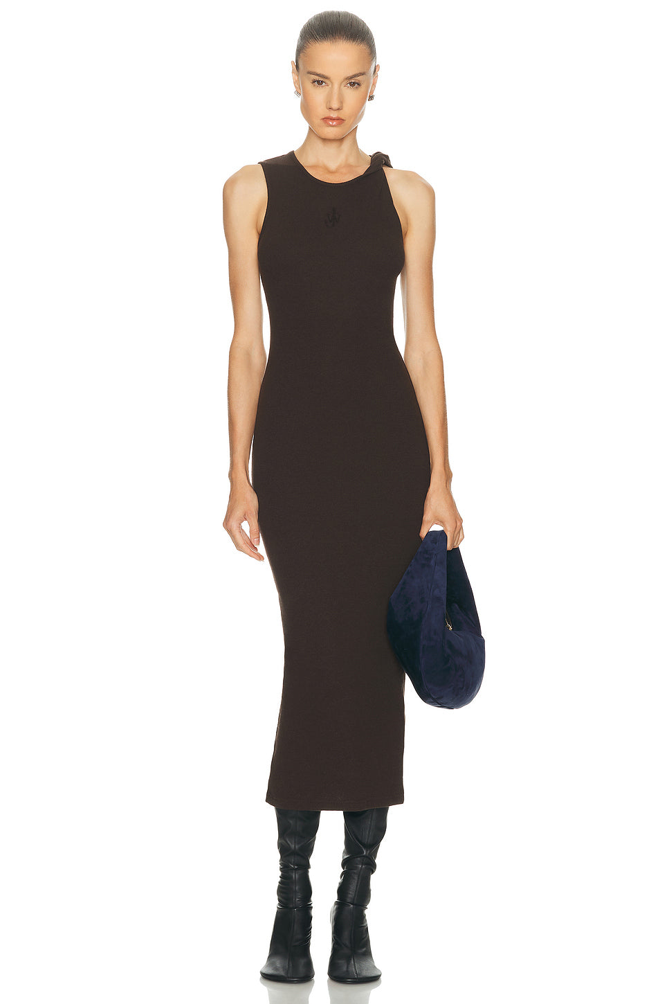 Anchor Embroidery Twisted Strap Dress