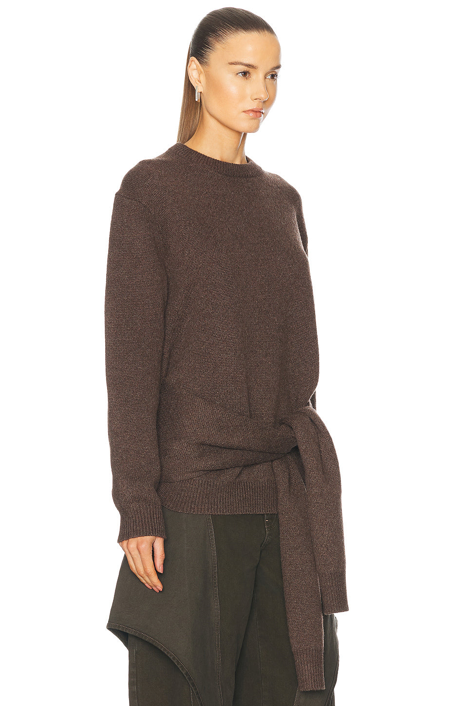 Draped Tie Front Sweater