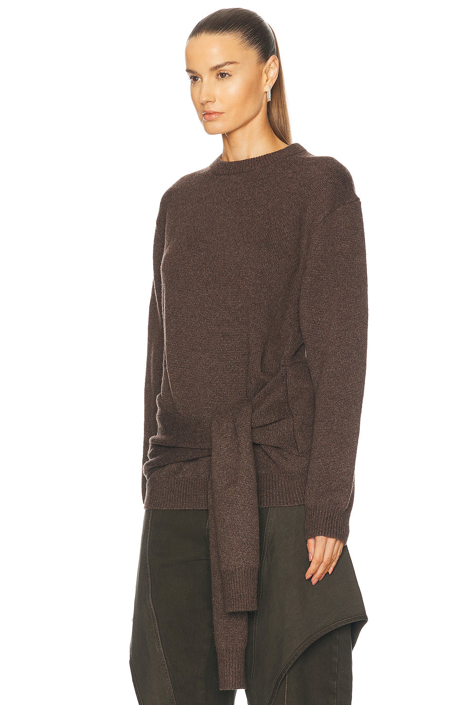 Draped Tie Front Sweater