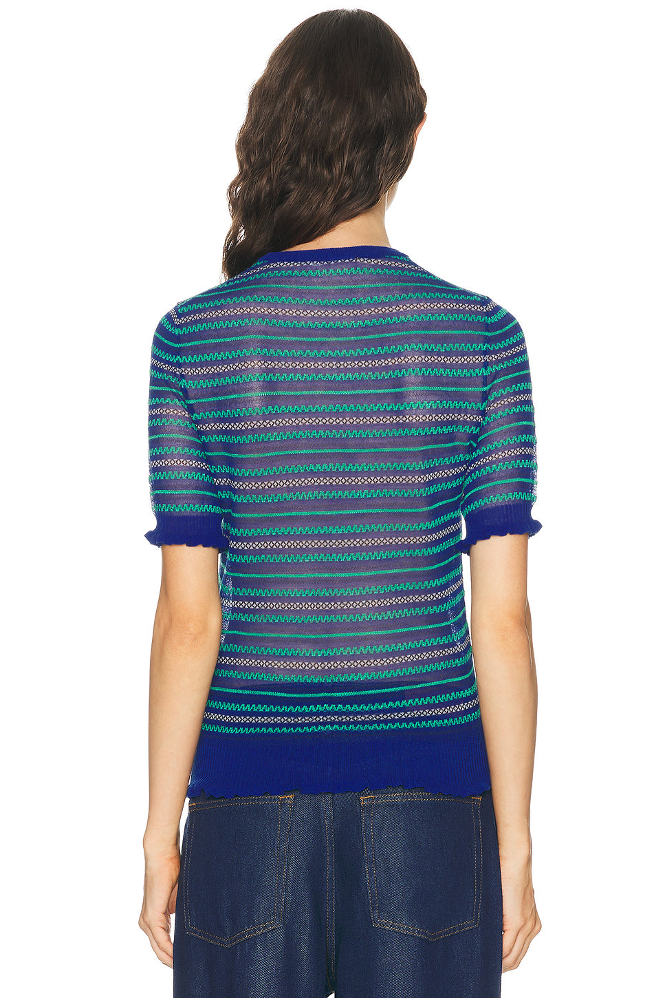 Short Sleeve Sheer Fairisle Top