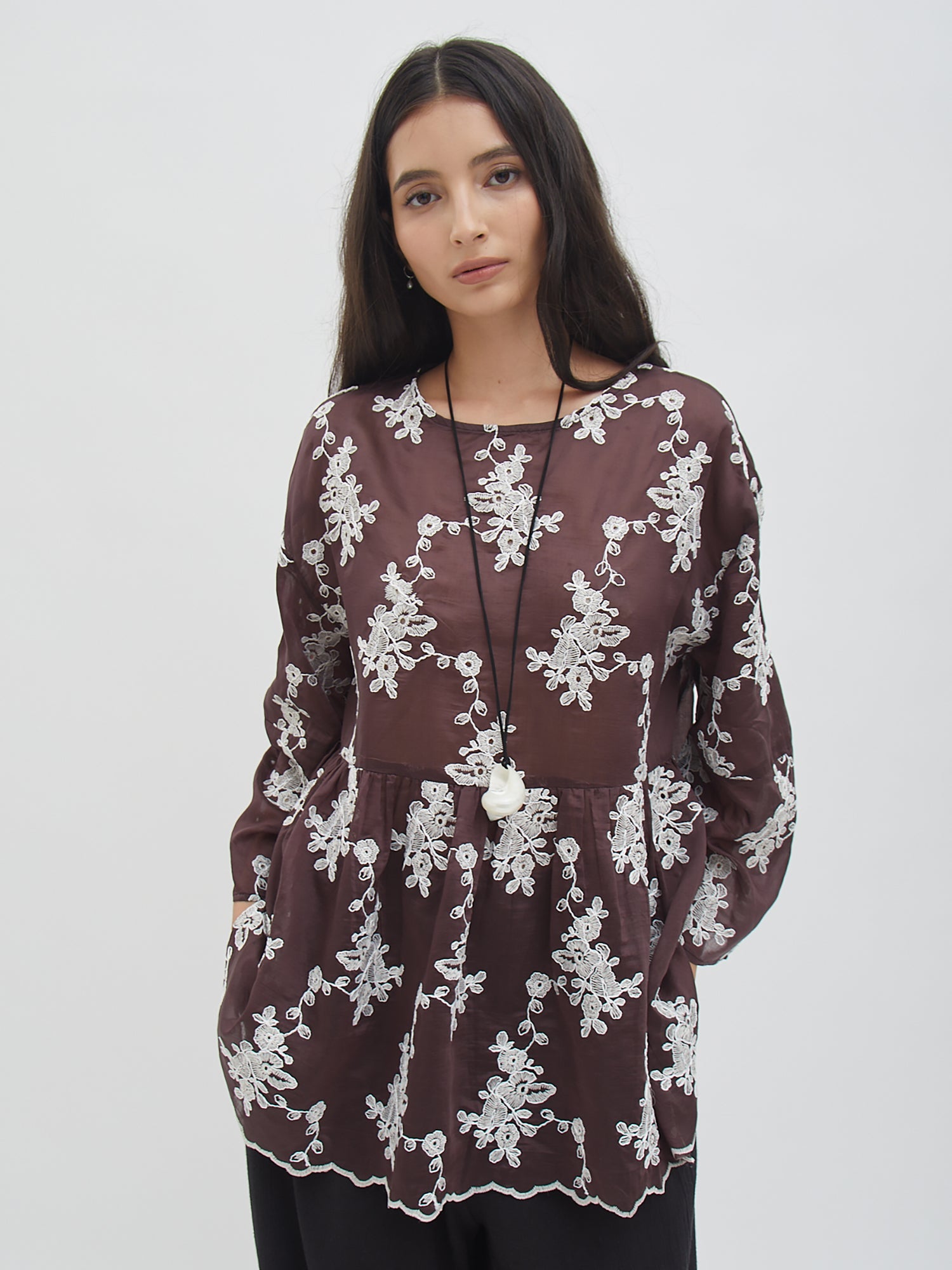 Gyana Floral Blouse - Ivory - Velvet at Bobo