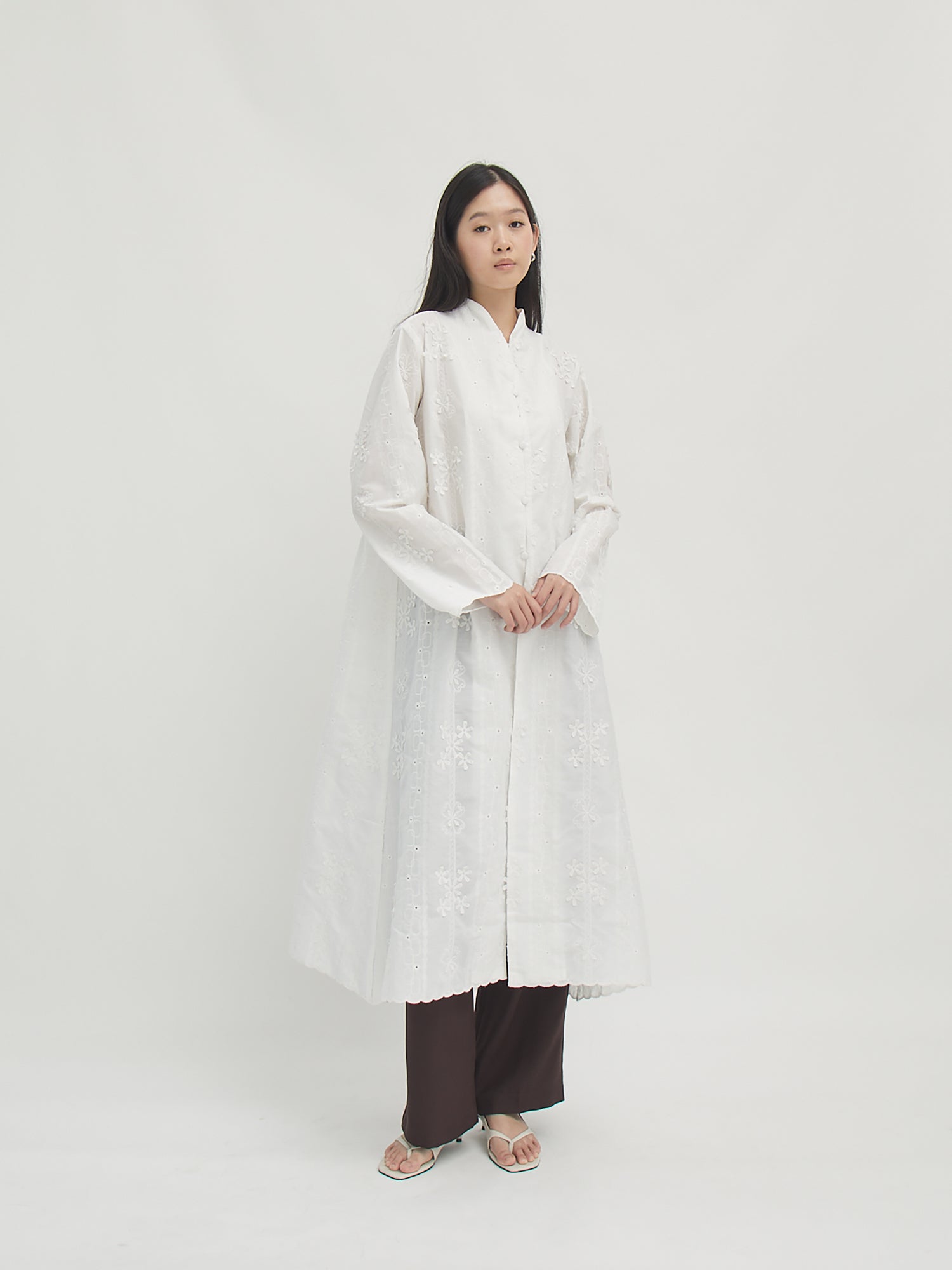 Moya Long Sleeve Dress - White - Velvet at Bobo