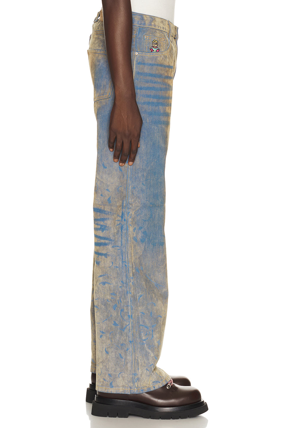 Face Floral Flocked Denim Jean