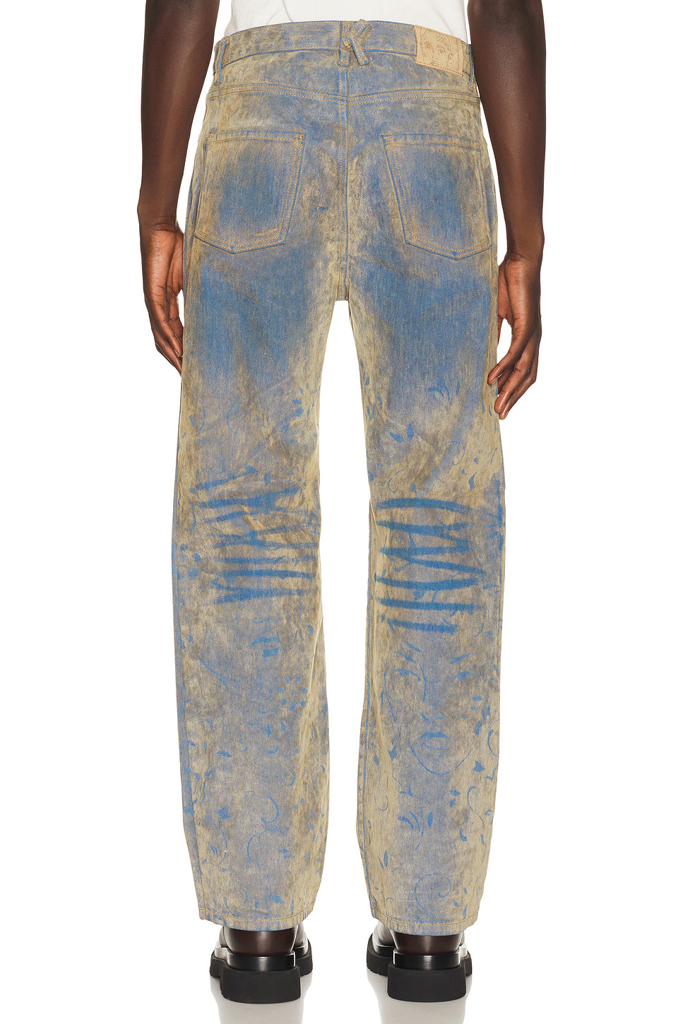 Face Floral Flocked Denim Jean