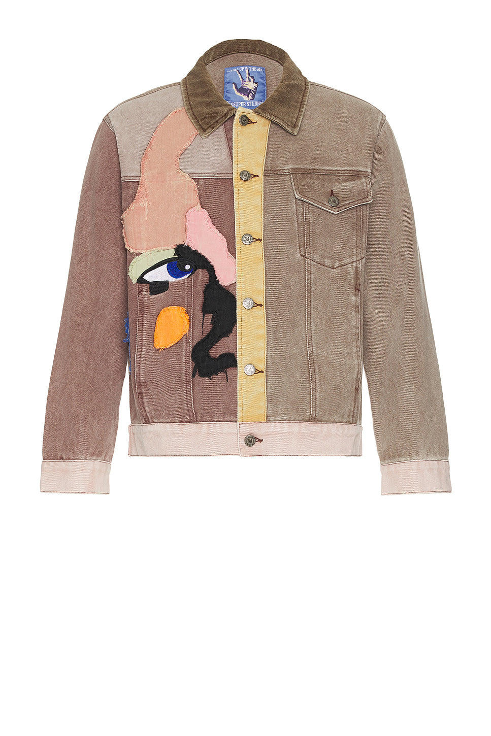 Patchwork Face Colorblocked Twill Jacket