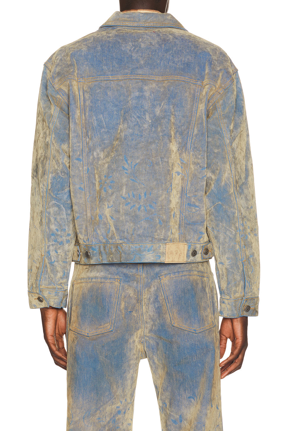 Face Floral Flocked Denim Jacket