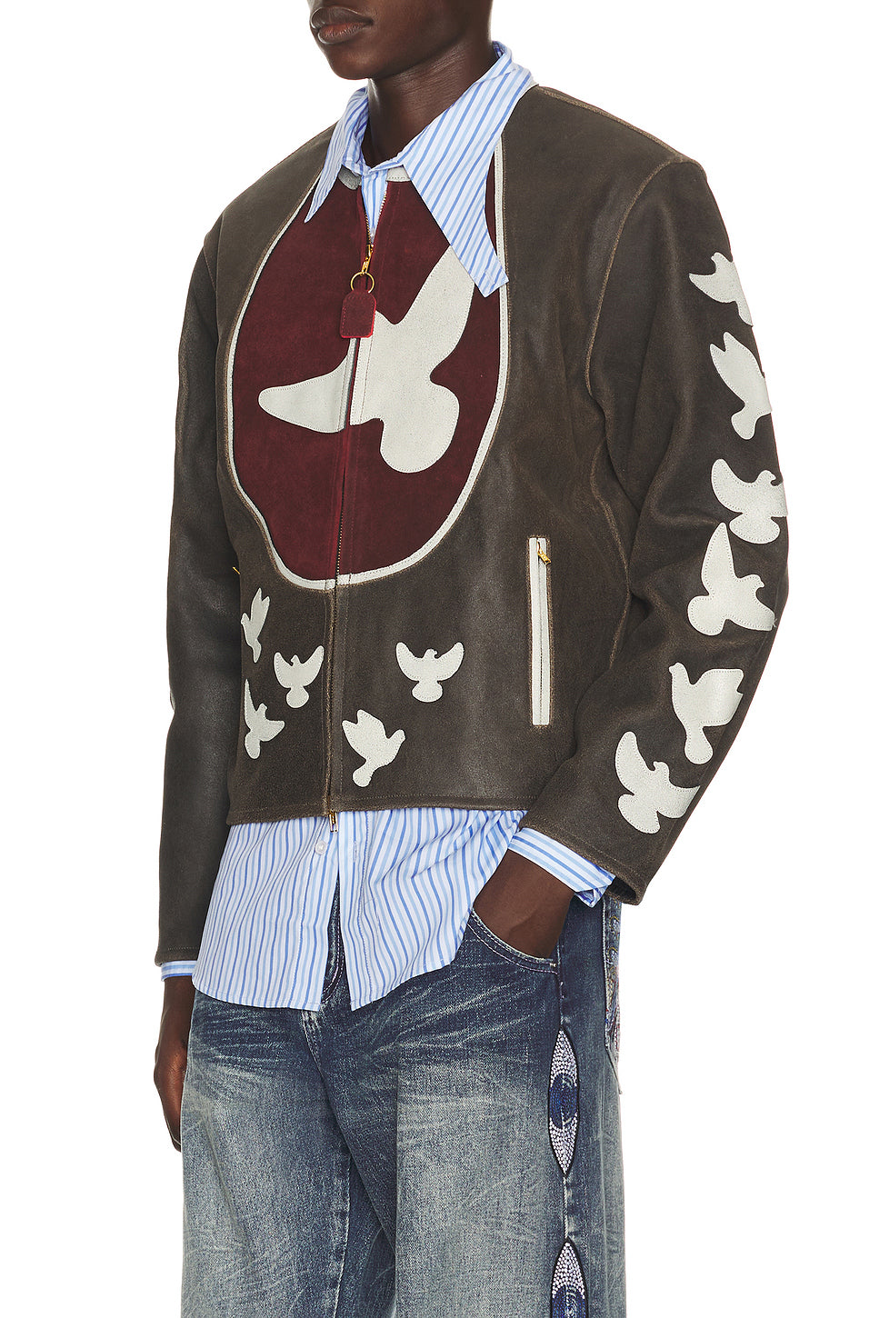 Doves Distressed Leather Moto Jacket