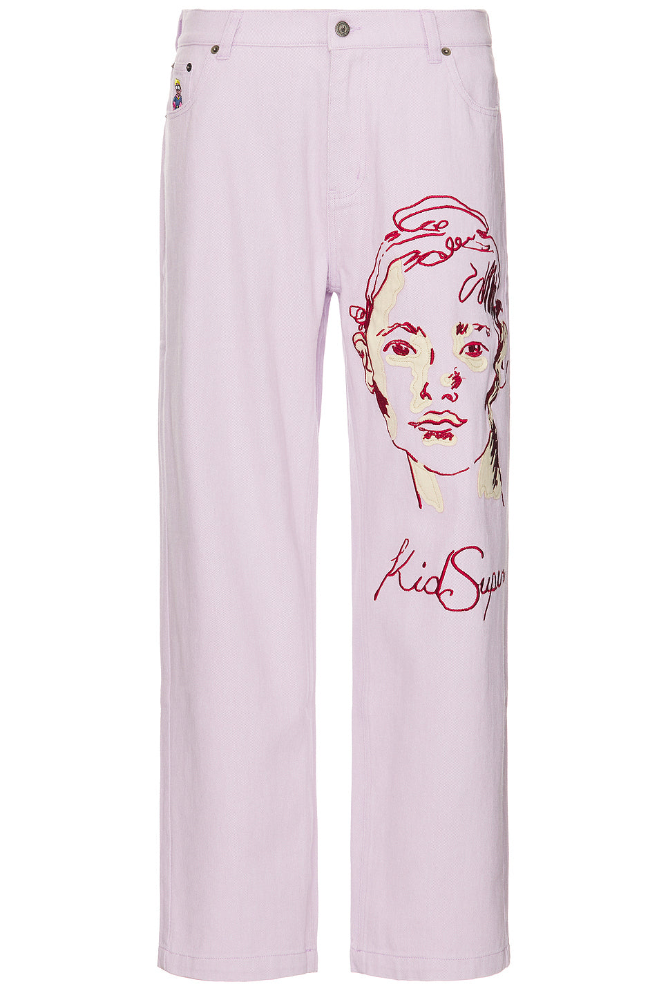 Embroidered Girl Face Pants