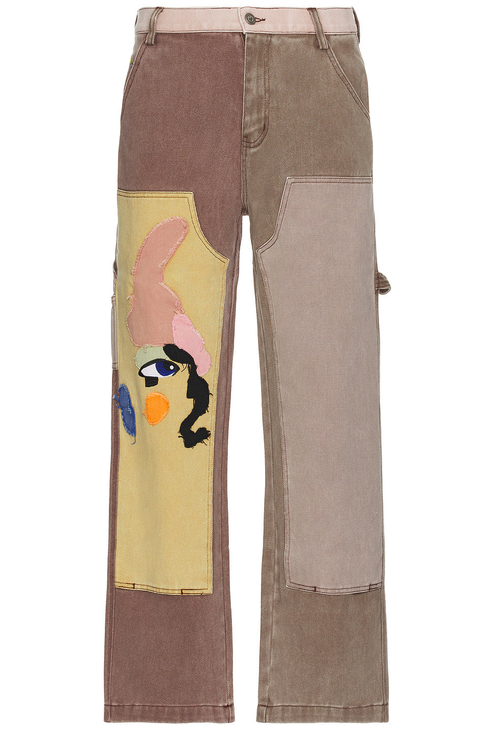 Patchwork Face Double Knee Pants
