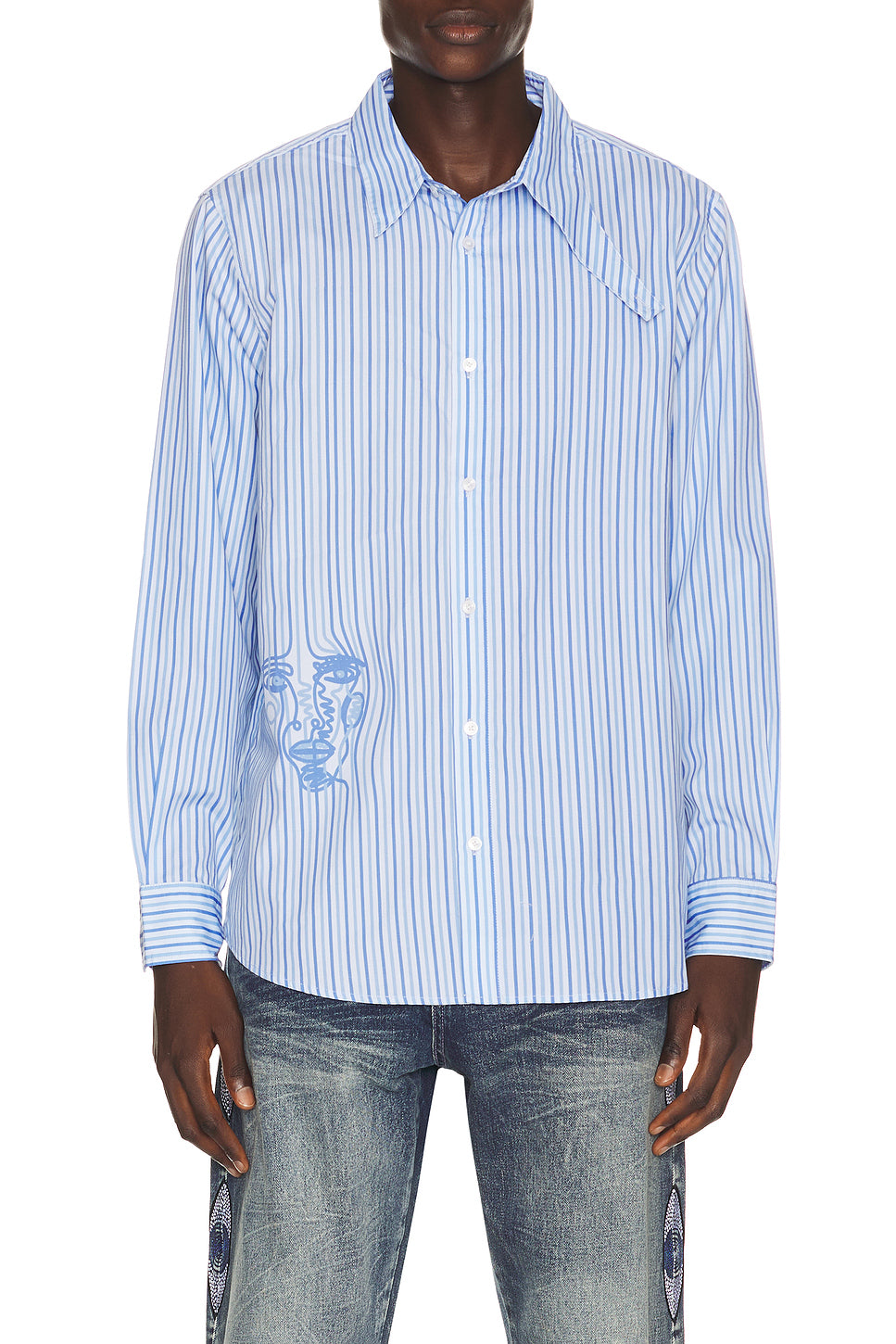 Striped Face Button Up
