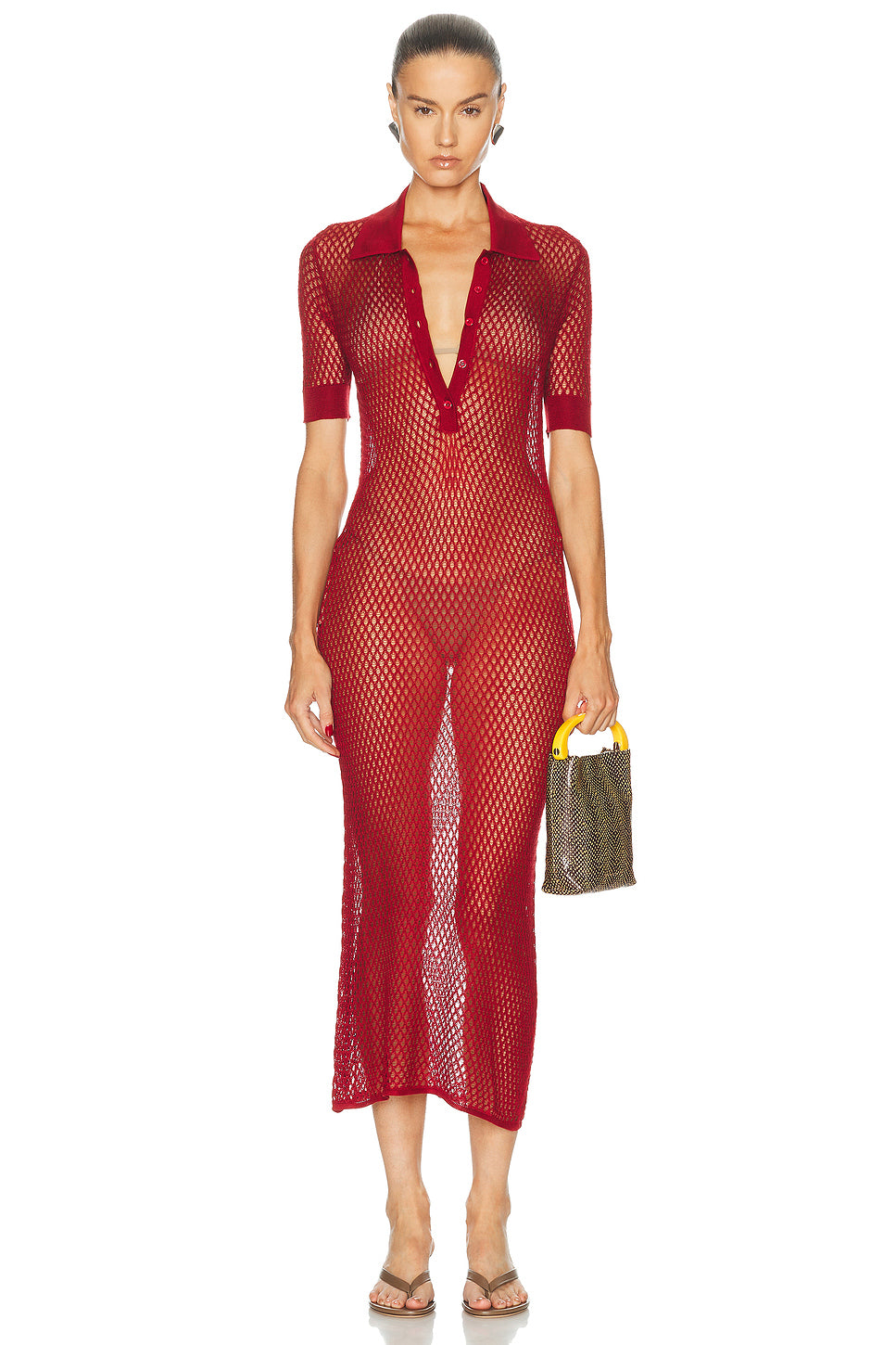 Silk Crochet Polo Dress