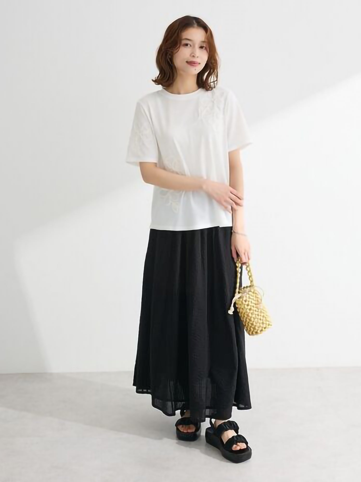 Kaien Seersucker Gathered Skirt