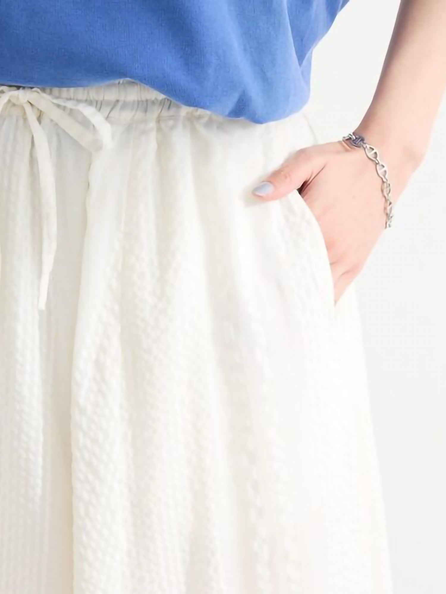 Kaien Seersucker Gathered Skirt