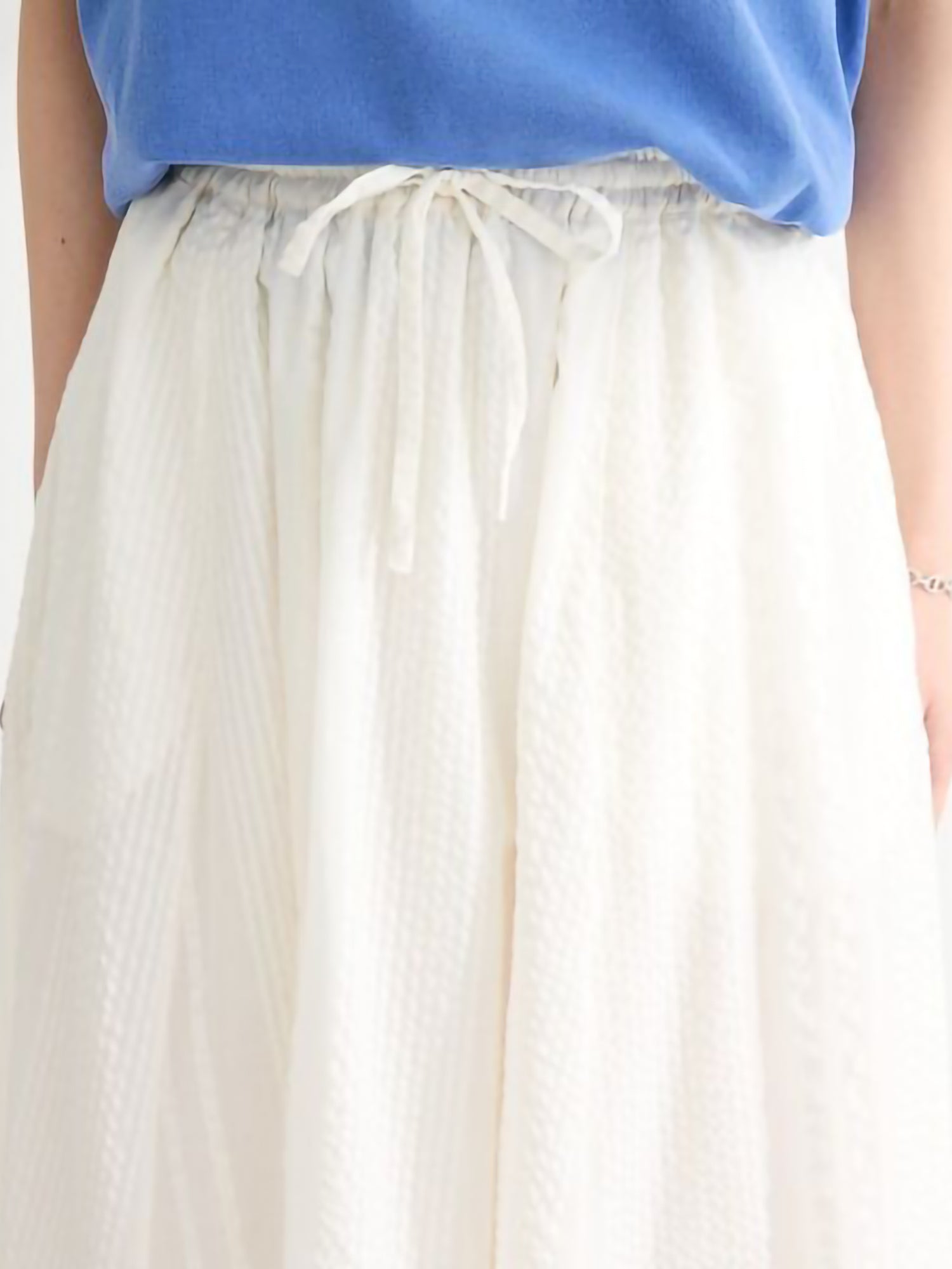 Kaien Seersucker Gathered Skirt