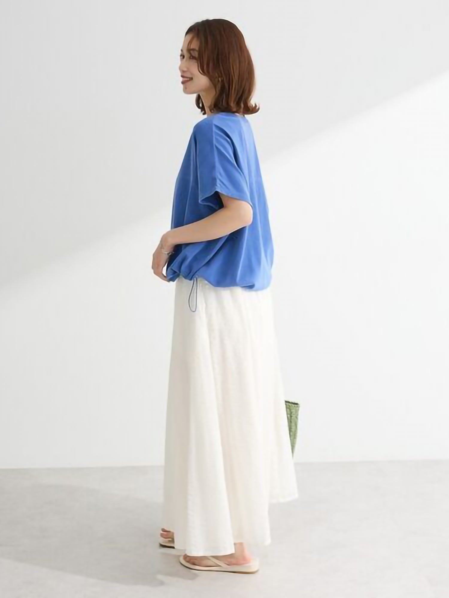 Kaien Seersucker Gathered Skirt