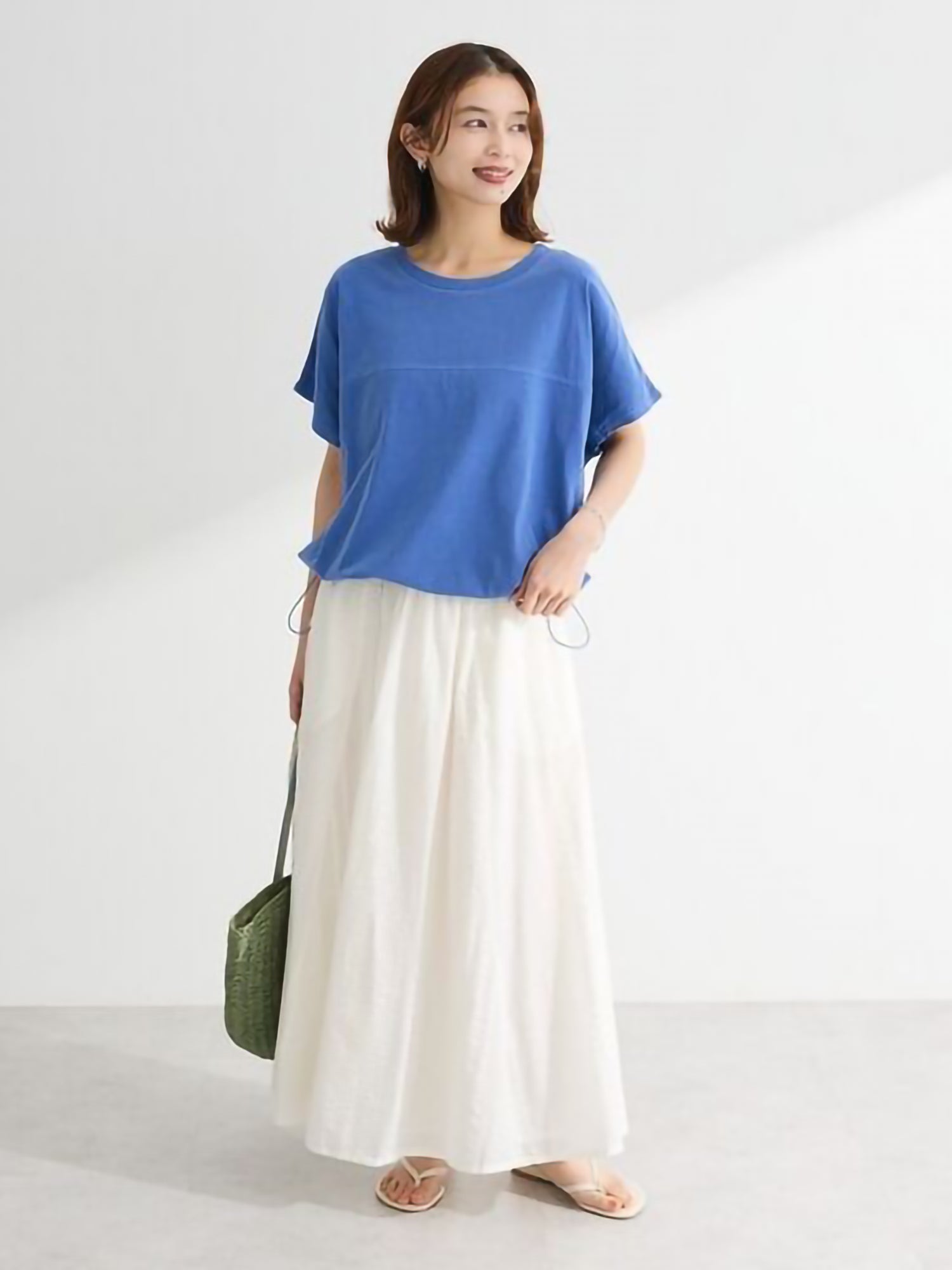Kaien Seersucker Gathered Skirt