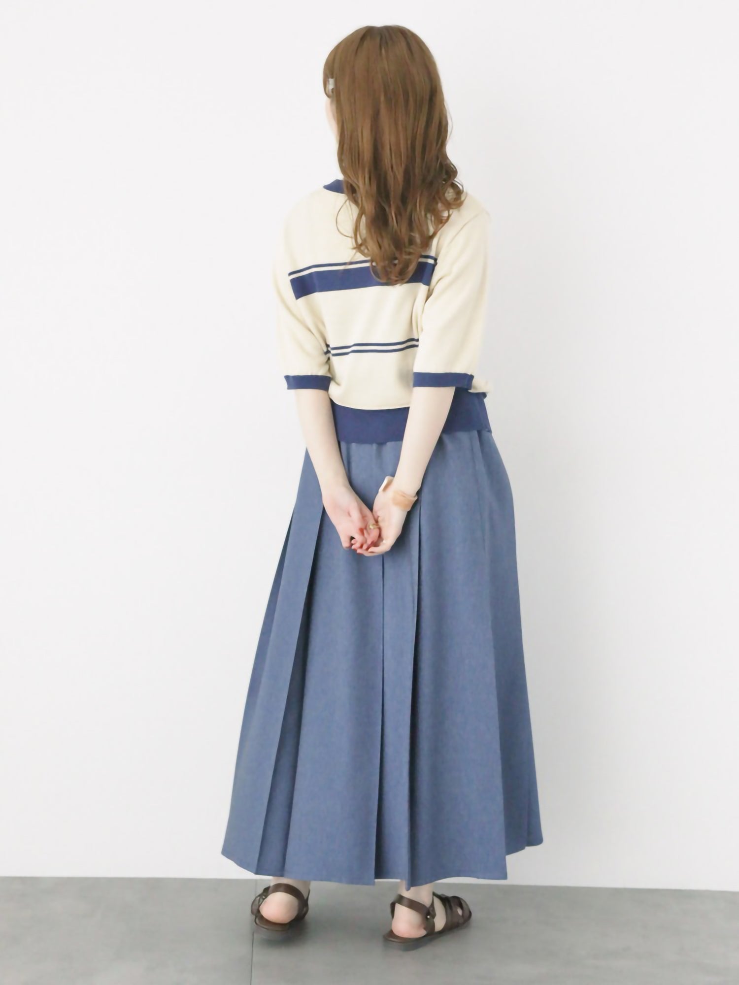 Kaorine Denim Pleated Skirt
