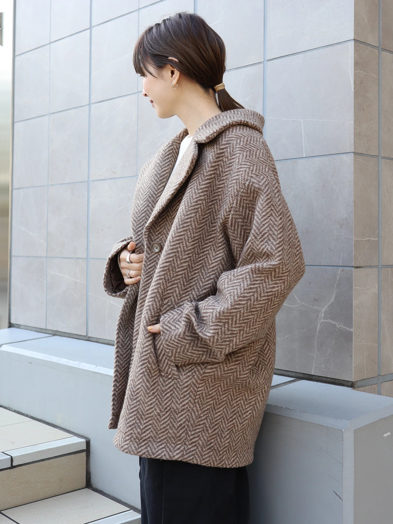 Kase Tweed Midi Cocoon Coat - American Holic