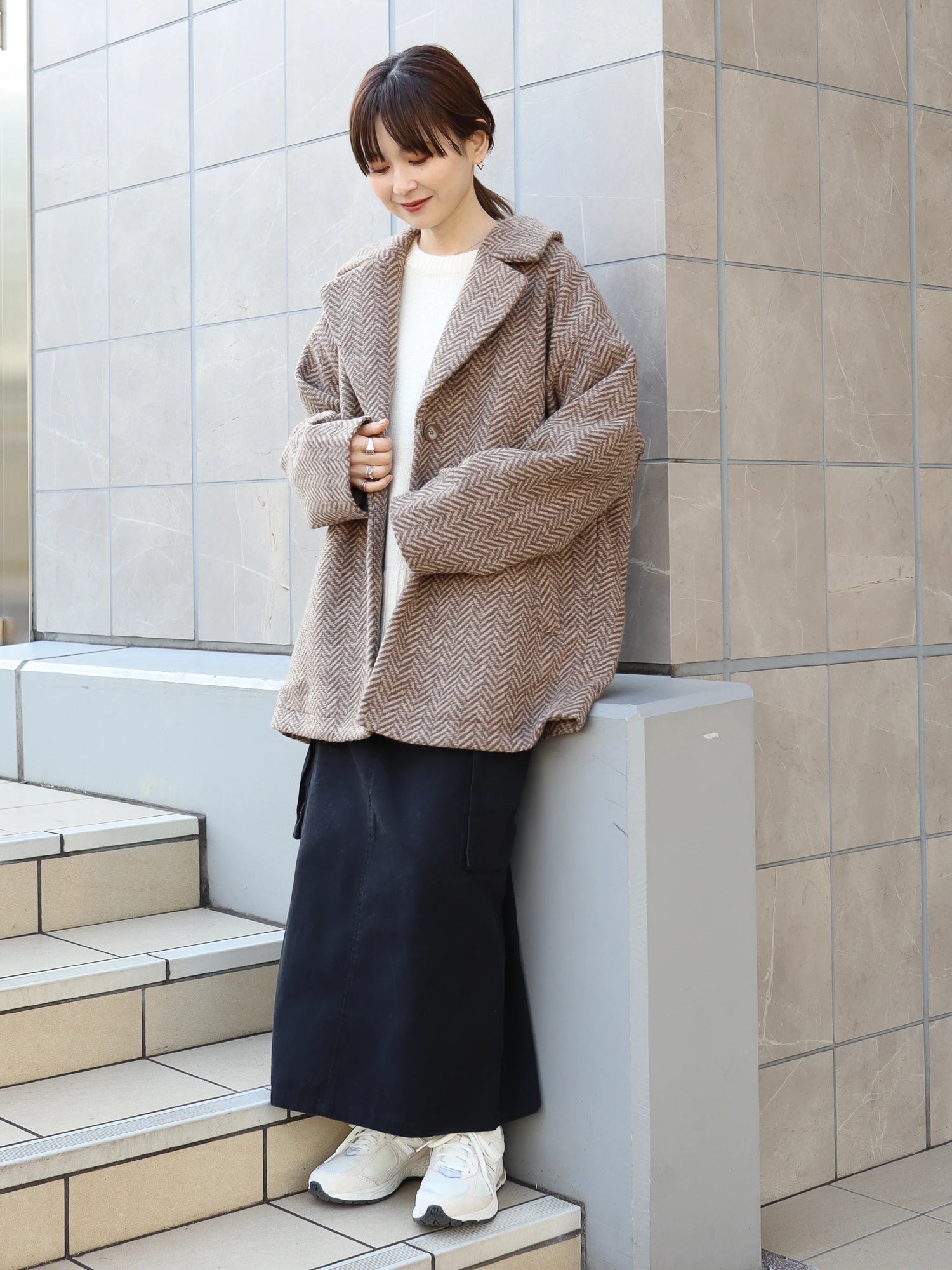 Kase Tweed Midi Cocoon Coat - American Holic